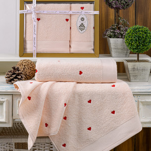 Подарочный набор полотенец для ванной 50х90, 70х140 Two Dolphins ILYANA хлопковая махра розовый