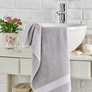 Полотенце для ванной DO&CO SATURN хлопковая махра серый 50х90