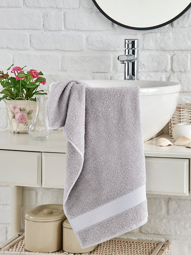 Полотенце для ванной DO&CO SATURN хлопковая махра серый 70х140, фото, фотография