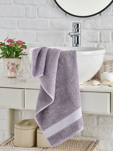 Полотенце для ванной DO&CO SATURN хлопковая махра лиловый 50х90, фото, фотография
