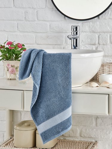 Полотенце для ванной DO&CO SATURN хлопковая махра голубой 70х140, фото, фотография