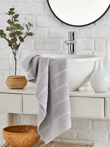 Полотенце для ванной DO&CO TUROVA хлопковая махра серый 50х90, фото, фотография