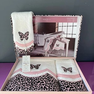 Набор полотенец для ванной 3 пр. Maison Dor ESPERANZA хлопковая махра кремовый+светло-розовый