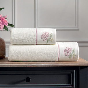 Подарочный набор полотенец для ванной 2 пр. Tivolyo Home ORTENSIA хлопковая махра розовый