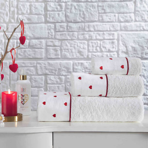 Подарочный набор полотенец для ванной 2 пр. Tivolyo Home TIAMO хлопковая махра красный