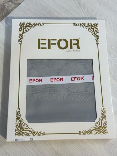 Скатерть прямоугольная Efor DORE жаккард серый 160х220, фото, фотография