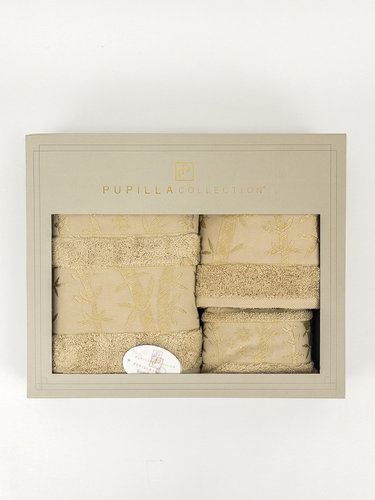 Набор полотенец для ванной в подарочной упаковке 3 пр. Pupilla ELIT бамбуковая махра V3, фото, фотография
