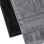 Подарочный набор полотенец для ванной 50х90(2), 70х140(2) Modalin LOREN хлопковая махра серый/черный, фото, фотография