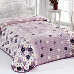 Плед-покрывало Evlen SUPER SOFT велсофт пудровый+фиолетовый 220х240, фото, фотография