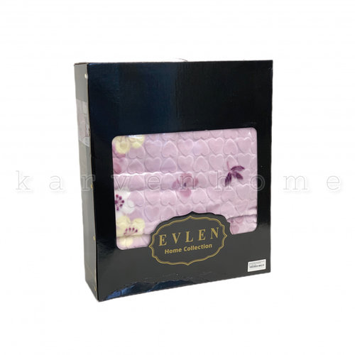 Плед-покрывало Evlen SUPER SOFT велсофт пудровый+фиолетовый 220х240, фото, фотография