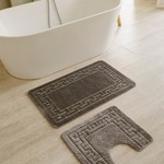 Набор ковриков для ванной Efor VERSACE полиэстер 60х50, 60х100 серый, фото, фотография