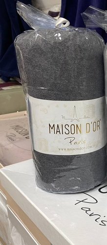 Простынь на резинке с наволочками Maison Dor DUZ хлопковая махра антрацит 180х200+20, фото, фотография