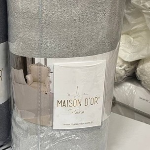 Простынь на резинке с наволочками Maison Dor DUZ хлопковая махра серый 180х200+20