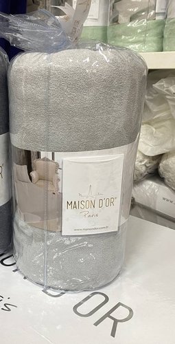 Простынь на резинке с наволочками Maison Dor DUZ хлопковая махра серый 100х200+28, фото, фотография