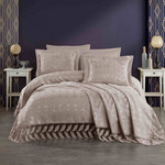 Покрывало Efor KOSEM жаккард тёмно-кремовый 240х260, фото, фотография