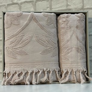 Подарочный набор полотенец для ванной 50х90, 70х140 Efor ELIZ хлопковая махра сухая роза