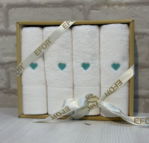 Подарочный набор полотенец-салфеток 30х50(4) Efor KALPLI хлопковая махра бирюзовый, фото, фотография