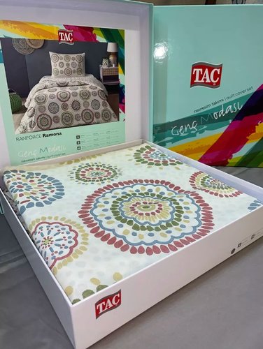 Комплект подросткового постельного белья TAC GENC MODASI RAMONA хлопковый ранфорс бежевый 1,5 спальный, фото, фотография