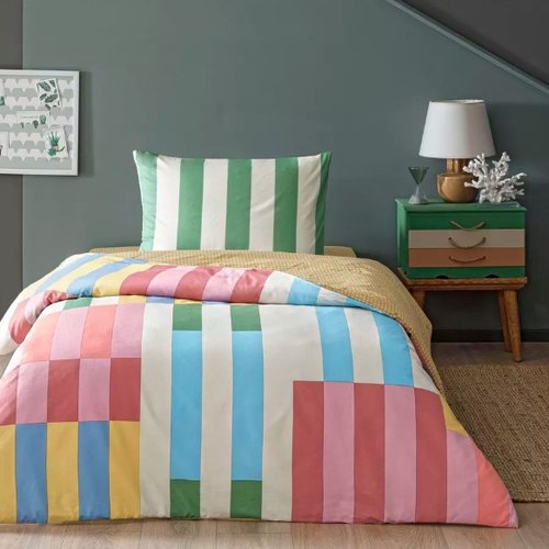 Комплект подросткового постельного белья TAC GENC MODASI TAFFY хлопковый ранфорс пудра 1,5 спальный, фото, фотография