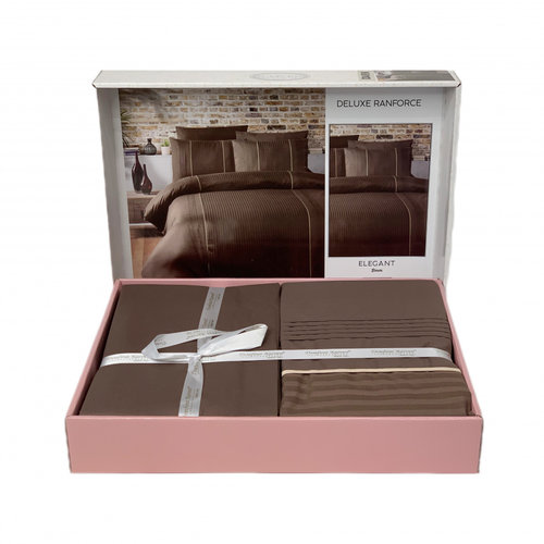 Постельное белье Karven DELUXE ELEGANT хлопковый ранфорс brown 1,5 спальный, фото, фотография
