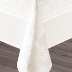 Скатерть прямоугольная с салфетками, кольцами Monalife VIP COTTON жаккард белый 160х300, фото, фотография