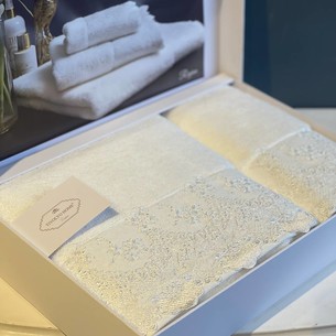 Подарочный набор полотенец для ванной 2 пр. Tivolyo Home REGINA хлопковая махра кремовый