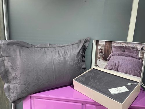 Постельное белье Maison Dor MIRABELLE хлопковый сатин-жаккард антрацит 1,5 спальный, фото, фотография