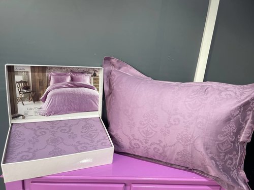Постельное белье Maison Dor MIRABELLE хлопковый сатин-жаккард фиолетовый 1,5 спальный, фото, фотография