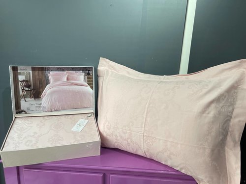 Постельное белье Maison Dor MIRABELLE хлопковый сатин-жаккард грязно-розовый евро, фото, фотография