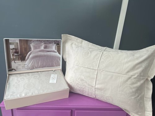 Постельное белье Maison Dor MIRABELLE хлопковый сатин-жаккард серый 1,5 спальный, фото, фотография