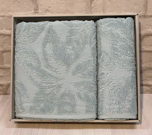 Подарочный набор полотенец для ванной 50х90, 70х140 Efor ANNA хлопковая махра бирюзовый, фото, фотография