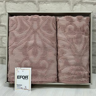 Подарочный набор полотенец для ванной 50х90, 70х140 Efor ANNA хлопковая махра капучино