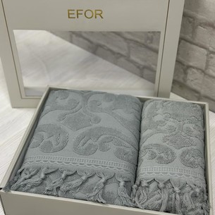 Подарочный набор полотенец для ванной 50х90, 70х140 Efor ELIZ хлопковая махра серый