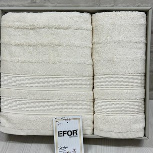 Подарочный набор полотенец для ванной 50х90, 70х140 Efor FILIZ хлопковая махра кремовый
