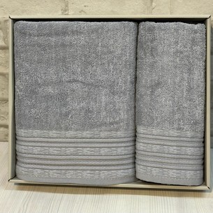 Подарочный набор полотенец для ванной 50х90, 70х140 Efor FITILLI хлопковая махра серый