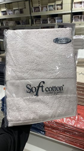 Полотенце для ванной Soft Cotton DELUXE махра хлопок/модал серый 75х150, фото, фотография