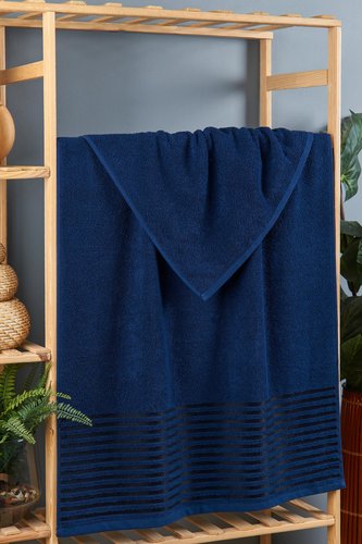 Полотенце для ванной DO&CO CLASS хлопковая махра синий 50х90, фото, фотография