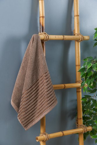 Полотенце для ванной DO&CO CLASS хлопковая махра коричневый 50х90, фото, фотография