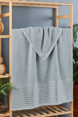 Полотенце для ванной DO&CO CLASS хлопковая махра серый 50х90, фото, фотография