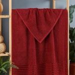Полотенце для ванной DO&CO CLASS хлопковая махра бордовый 50х90, фото, фотография