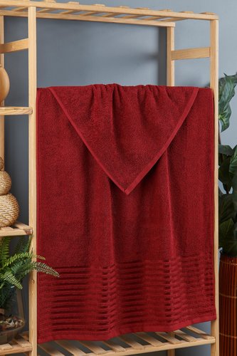 Полотенце для ванной DO&CO CLASS хлопковая махра бордовый 70х140, фото, фотография