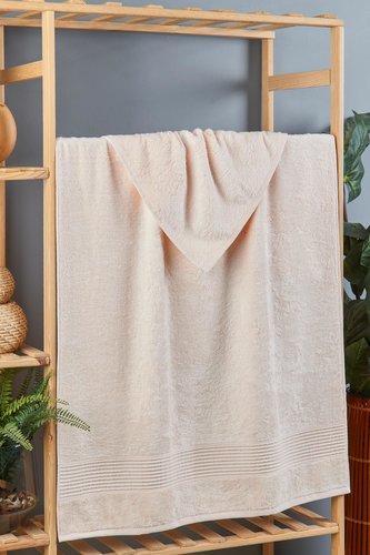 Полотенце для ванной DO&CO AQUA бамбуко-хлопковая махра персиковый 50х90, фото, фотография