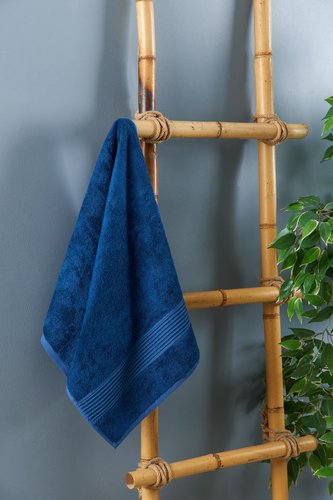 Полотенце для ванной DO&CO AQUA бамбуко-хлопковая махра синий 50х90, фото, фотография