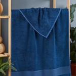 Полотенце для ванной DO&CO AQUA бамбуко-хлопковая махра синий 70х140, фото, фотография
