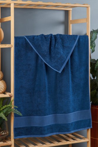 Полотенце для ванной DO&CO AQUA бамбуко-хлопковая махра синий 70х140, фото, фотография