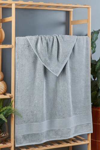 Полотенце для ванной DO&CO AQUA бамбуко-хлопковая махра серый 70х140, фото, фотография