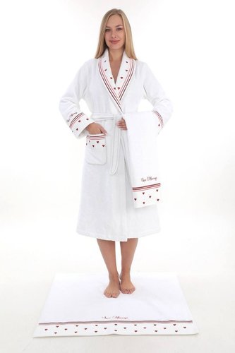 Подарочный набор с халатом Maison Dor LOVE ALWAYS хлопковая махра белый L, фото, фотография
