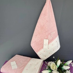 Полотенце для ванной Maison Dor LAVOINE HEARTS хлопковая махра грязно-розовый 50х100