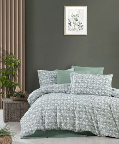 Постельное белье Efor RANFORCE PALMIYE хлопковый ранфорс зелёный 1,5 спальный, фото, фотография