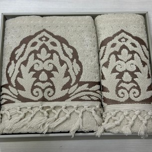 Подарочный набор полотенец для ванной 50х90, 70х140 Efor ALLADIN V2 хлопковая махра тёмно-коричневый